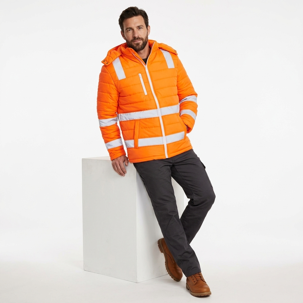 Hi Vis Puffer Work Jacket - Image 4