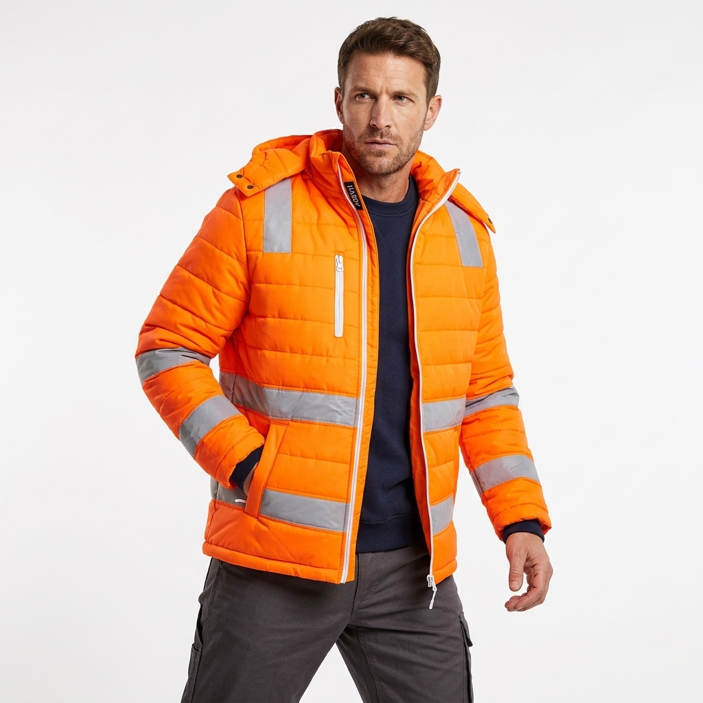 Hi Vis Puffer Work Jacket - Image 3