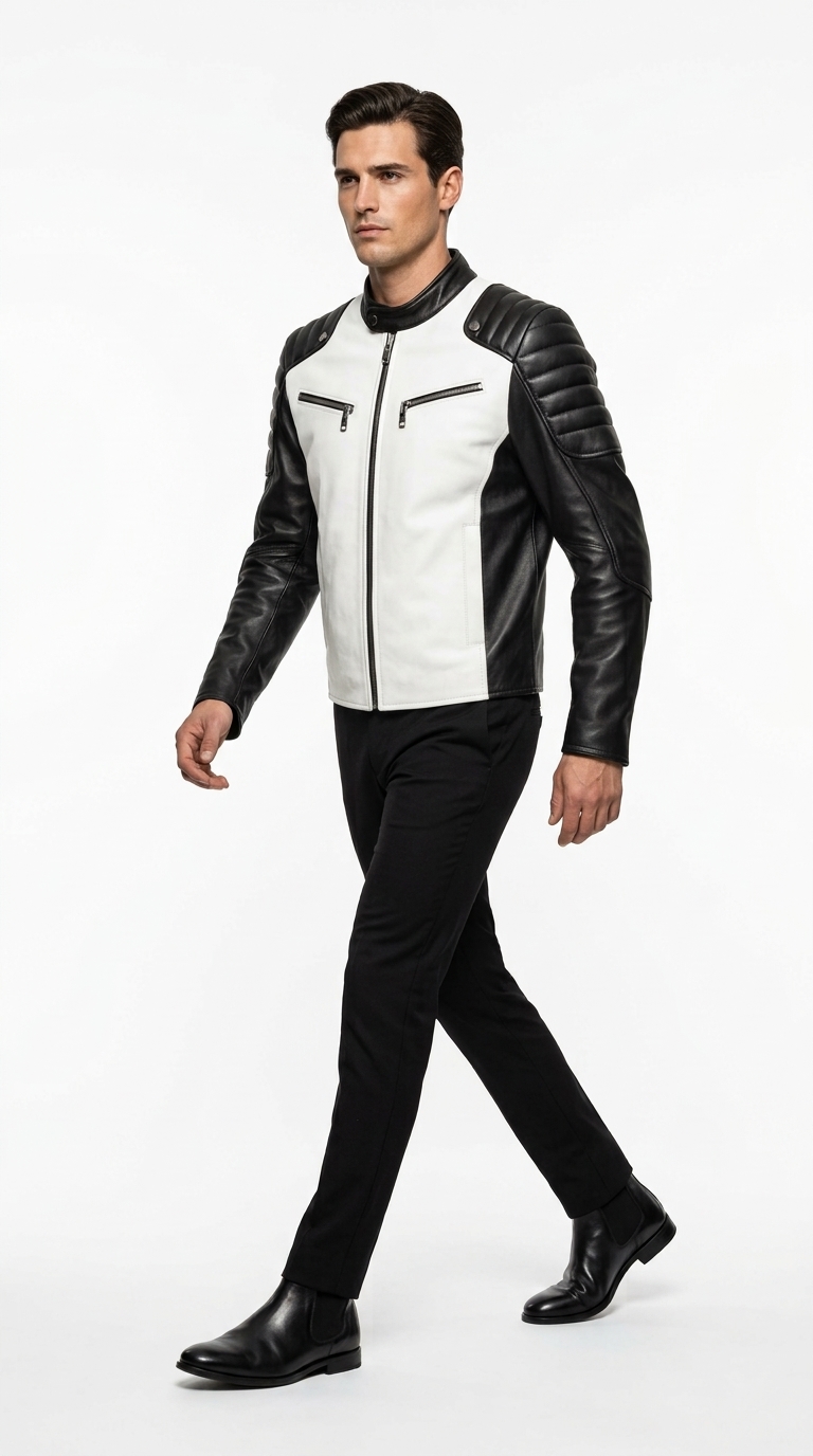 Sportage Black White Racer Jacket - Image 2