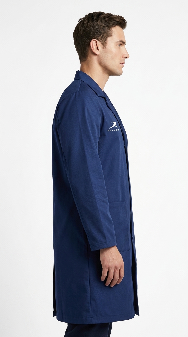 Navy Three-Pocket Lab Coat - Image 2