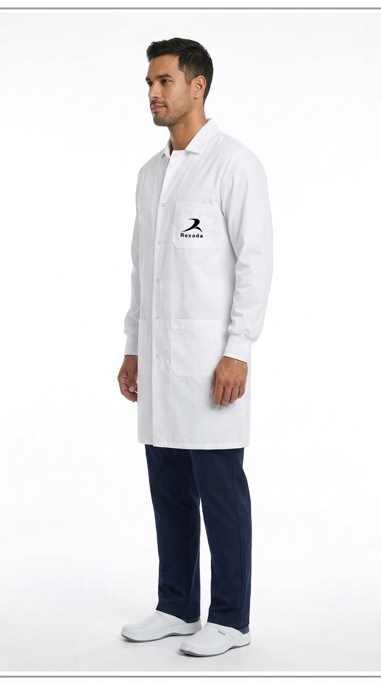White Three-Pocket Lab Coat - Image 3