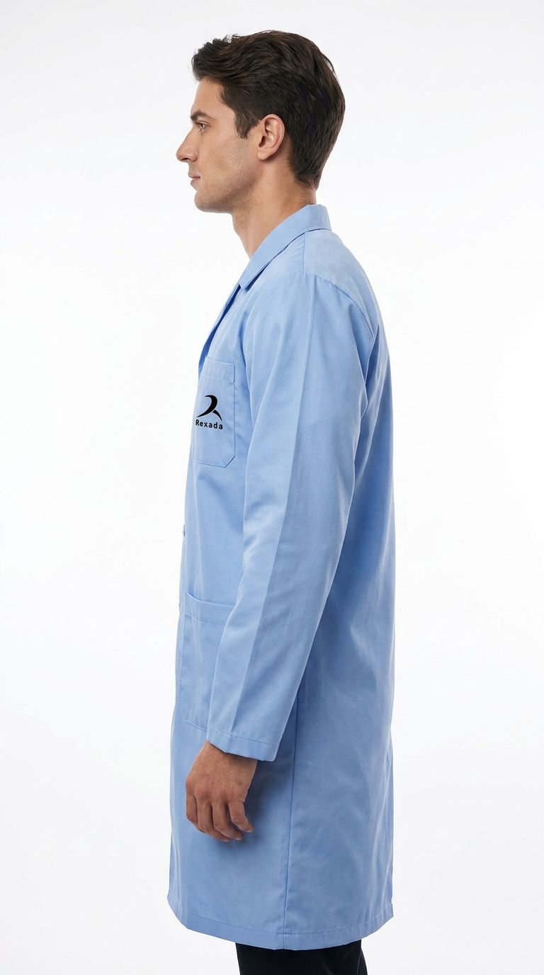 Light Blue Zip-Front Lab Coat - Image 2