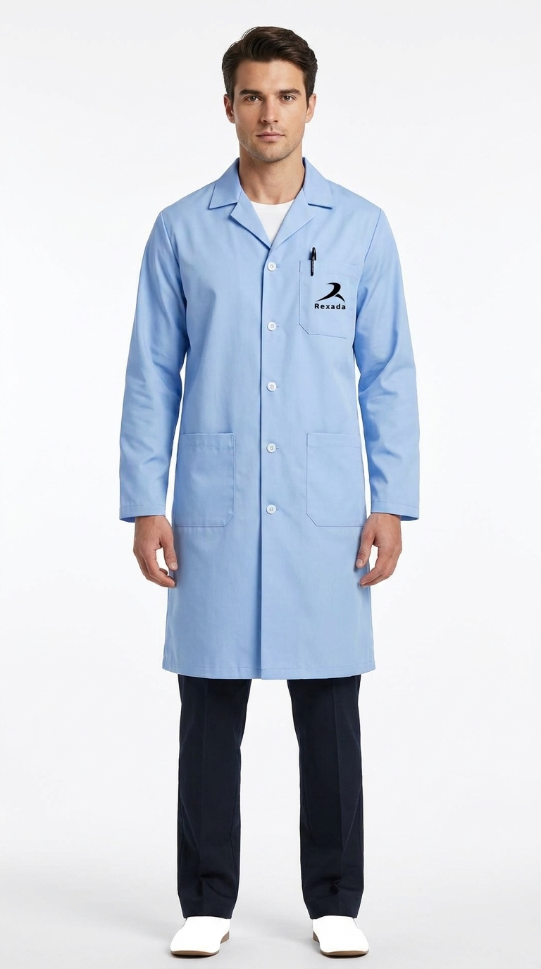 Light Blue Zip-Front Lab Coat