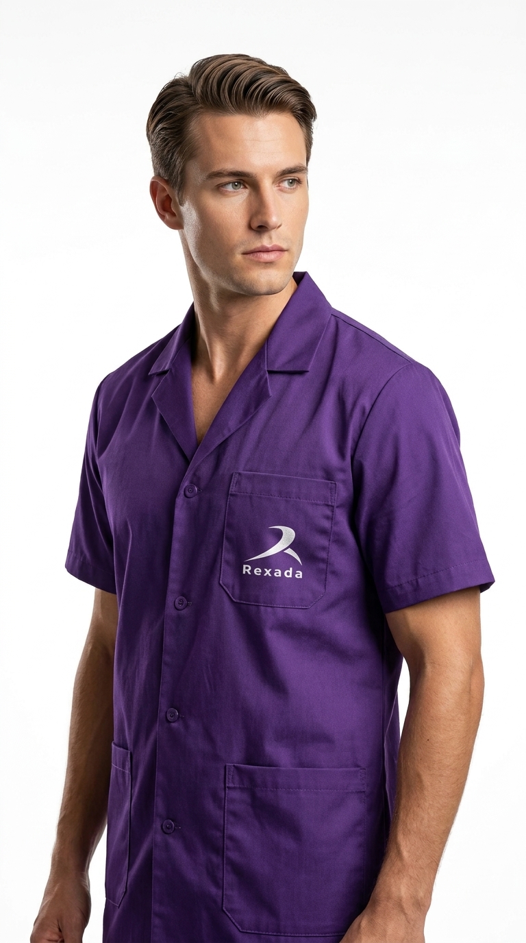 Purple Half-Sleeve Lab Coat