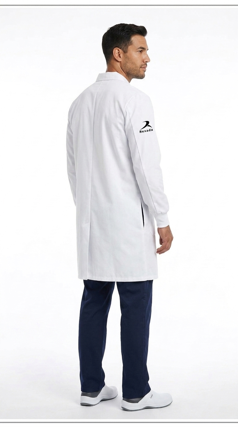 White Three-Pocket Lab Coat - Image 4