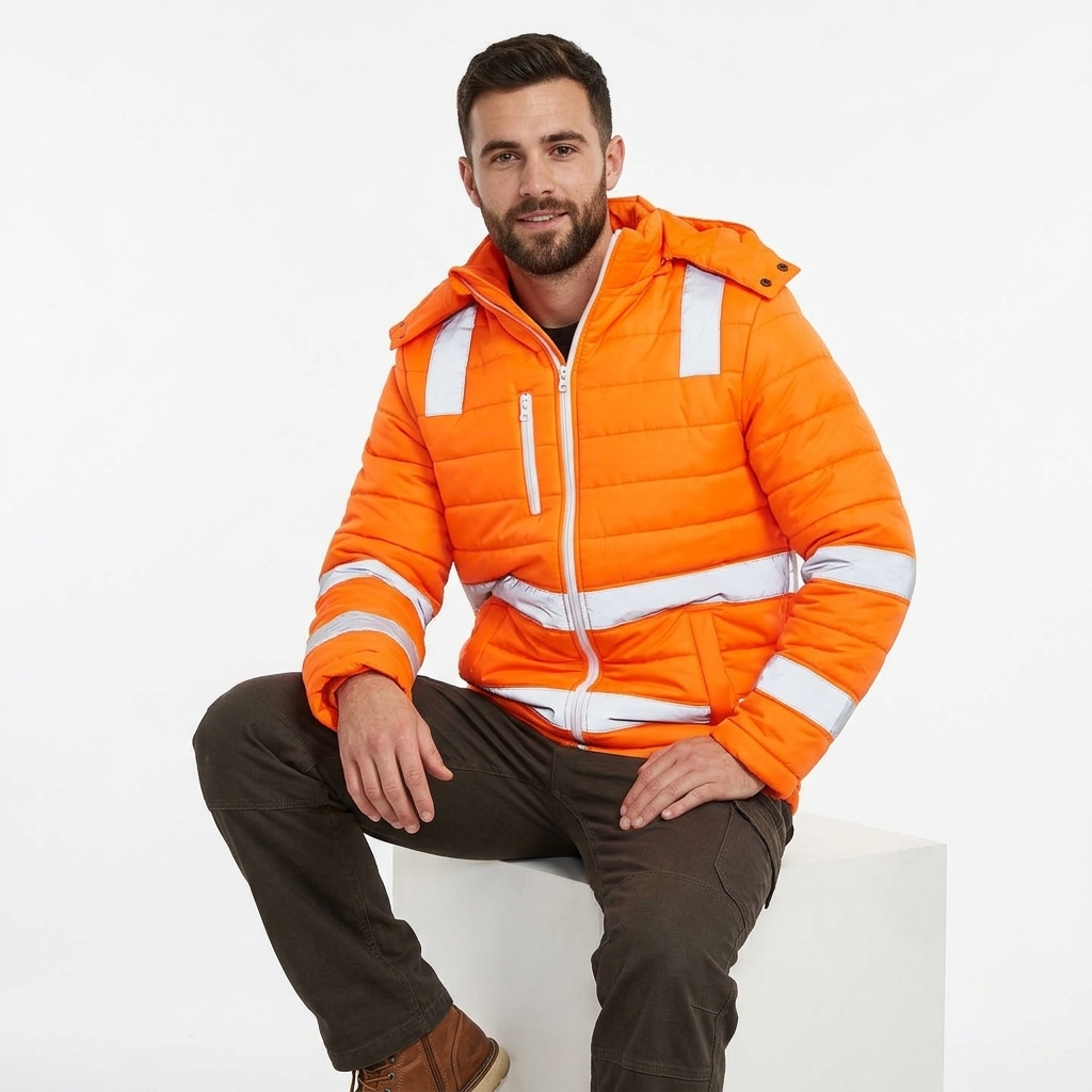 Hi Vis Puffer Work Jacket - Image 2