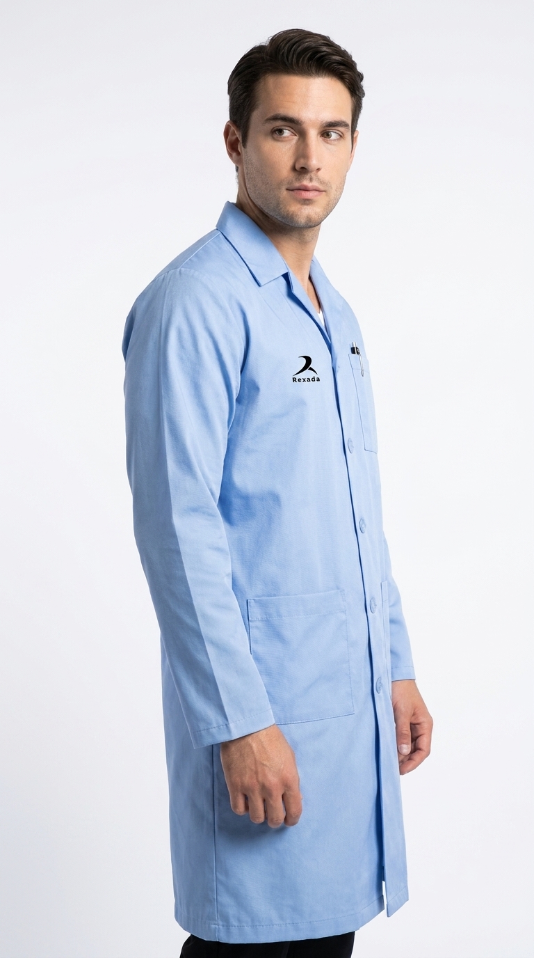 Light Blue Zip-Front Lab Coat - Image 5
