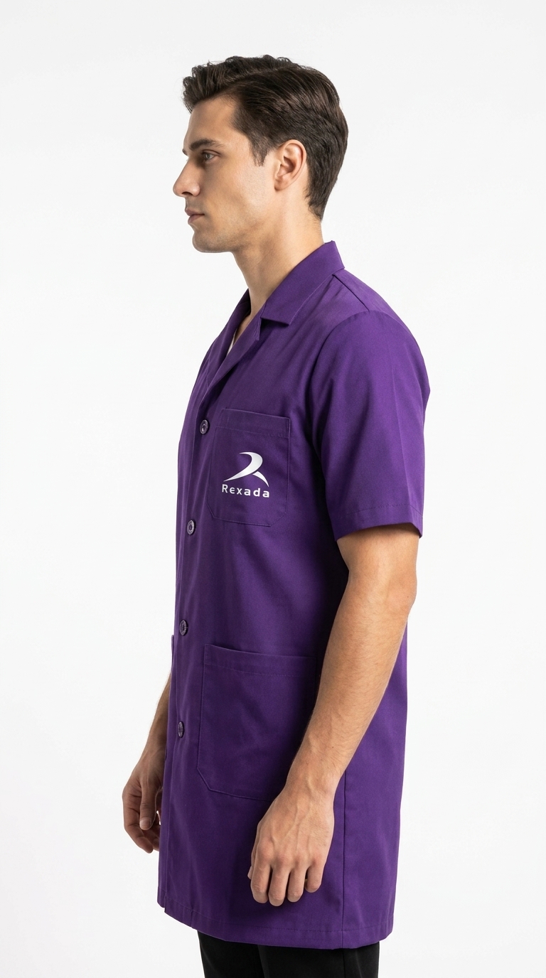 Purple Half-Sleeve Lab Coat - Image 5