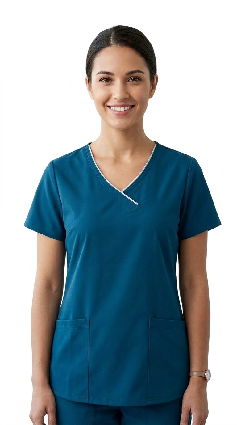Teal Piped Scrub Set